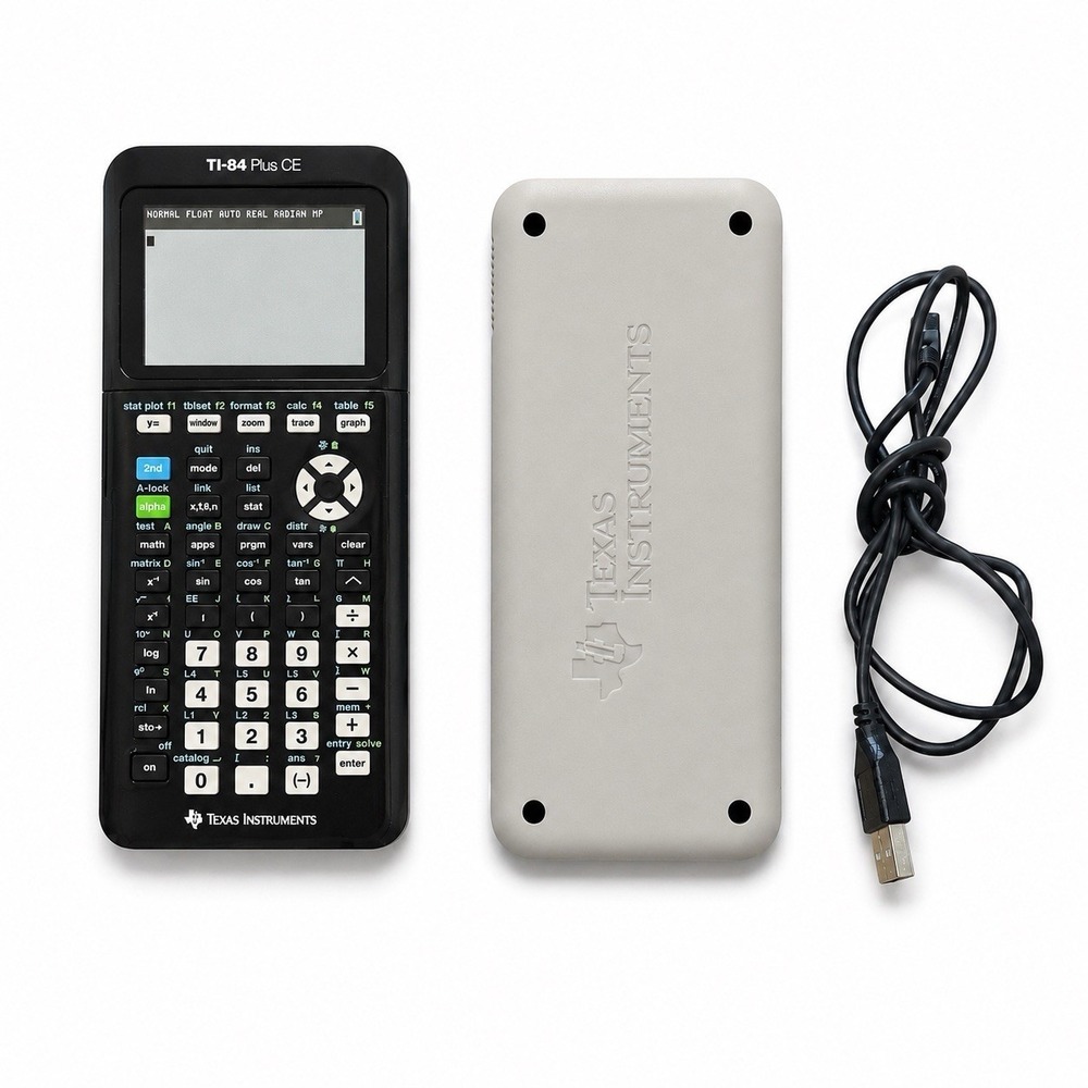 Texas Instruments TI-84 Plus CE Graphing Calculator Black w/Cover & USB Cable